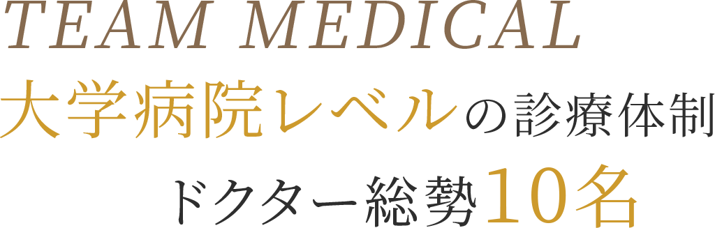 TEAM MEDICAL 大学病院レベルの診療体制 ドクター総勢10名